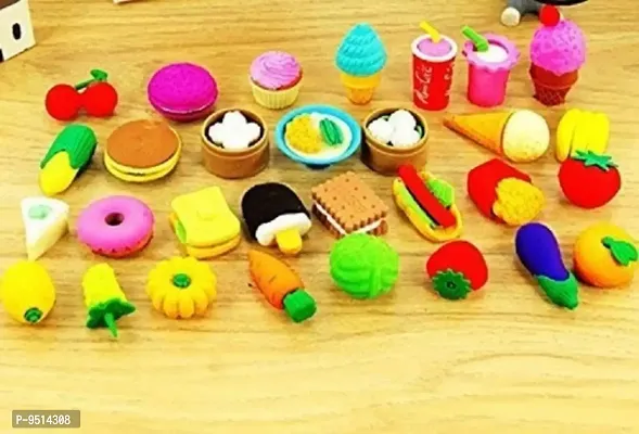 16 PCS(Random Selection) Cute Eraser Fruit Style Eraser Set Stationery for Kids School Boys Girls PACK OF 4X4-thumb3