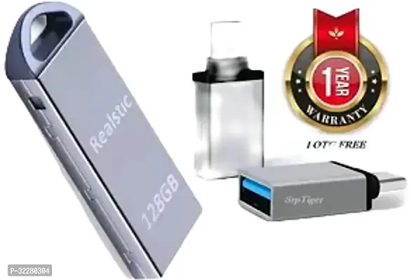 PD V220 2IN1 OTG METALS 64, 128 GB Pen Drive  (Silver)-thumb0