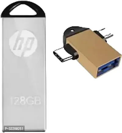 PD V220 2IN1 OTG METALS 64, 128 GB Pen Drive  (Silver)-thumb0