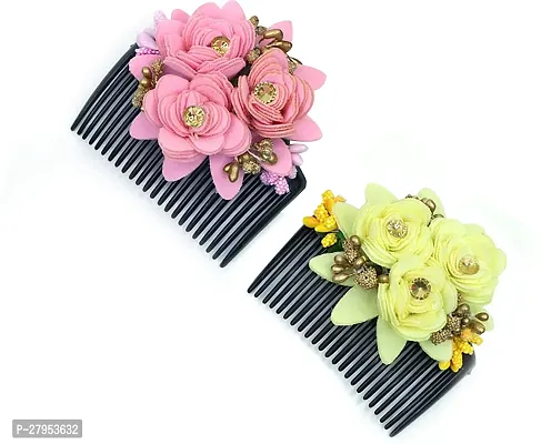 Designer Flower Design Jooda Pin Pearl Hairpin Comb For Women And Women-thumb0