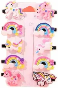 Designer 10Pcs Rainbow Unicorn Ice Cream Hair Clips Set-thumb1