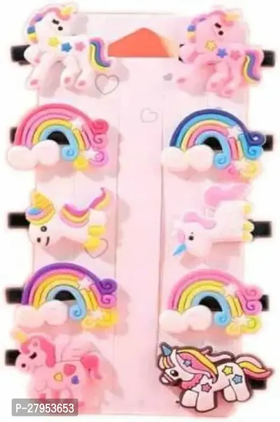 Designer 10Pcs Rainbow Unicorn Ice Cream Hair Clips Set-thumb2