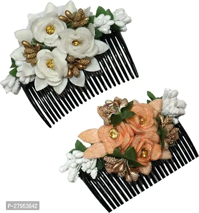 Designer Jooda Hairpin Comb Flower Accessories For Women Pack Of 2 Hair Clip-thumb0