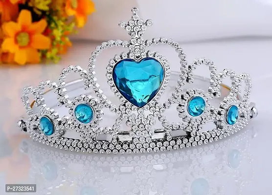 Designer Princess Tiara With Blue Gems For Women  Girls-thumb0