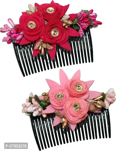 Designer Flower Design Hair Pin Comb/Hair Clip For Women Pack Of 2 Hair Clip-thumb0