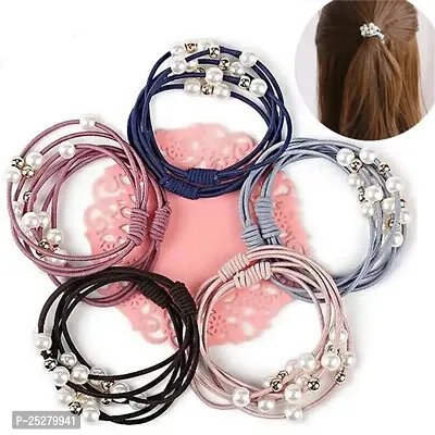 Three-in-one Pearl Bottoming Rubber Band Hair Band For girls pack of 10-thumb0