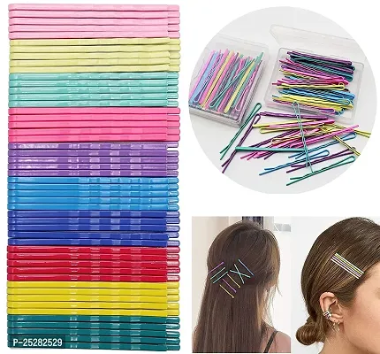 50 pcs color Counts Bobby Hair Pins Colorful Rubber Non-Slip Metal Hair Clips for girls-thumb0