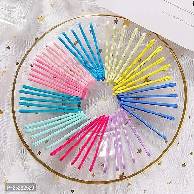 50 pcs color Counts Bobby Hair Pins Colorful Rubber Non-Slip Metal Hair Clips for girls-thumb2