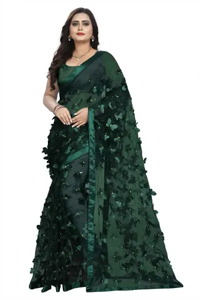 Beautiful Net Saree With Blouse Piece For Women