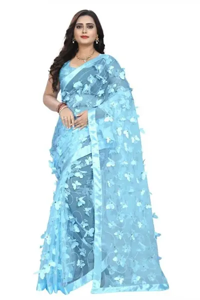 Beautiful Net Saree With Blouse Piece For Women