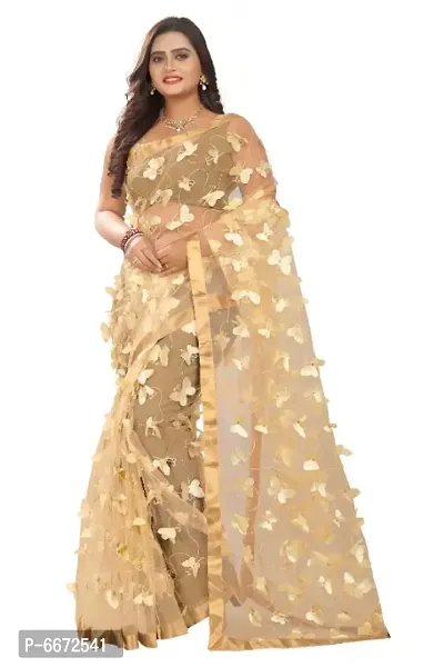 Beautiful Net Saree With Blouse Piece For Women-thumb0