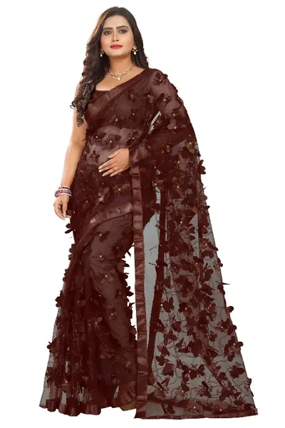 Beautiful Net Saree With Blouse Piece For Women