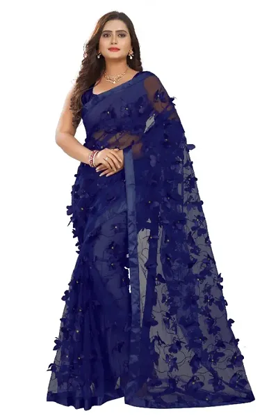 Beautiful Net Butterfly Saree with Blouse piece