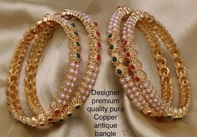 Gold Plated Designer Traditional Bangle Set For Women