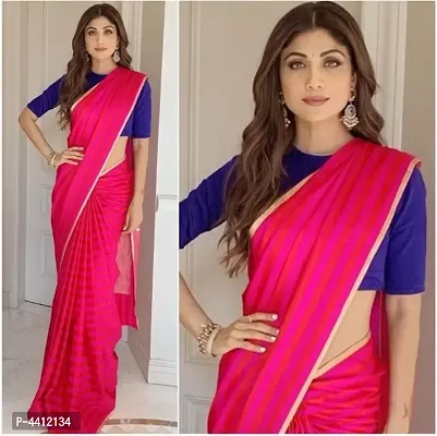 Stylish Pink Georgette Saree With Bangalori Silk Blouse Piece-thumb0