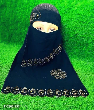 Contemporary Black Chiffon Solid Hijab For Women-thumb0