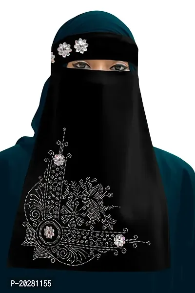 New taj niqab Black Chiffon Solid Hijab For Women and girls-thumb0