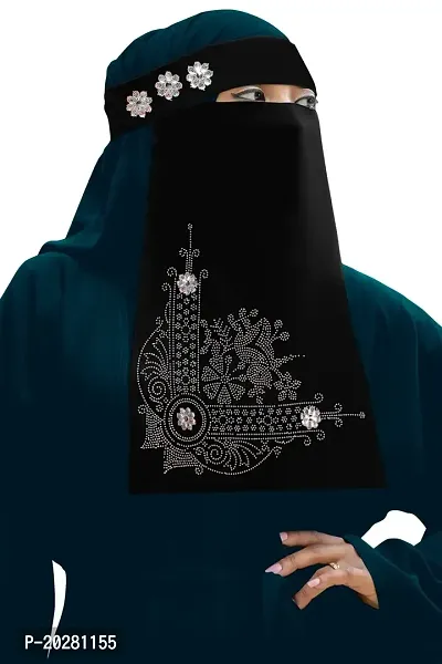 New taj niqab Black Chiffon Solid Hijab For Women and girls-thumb3