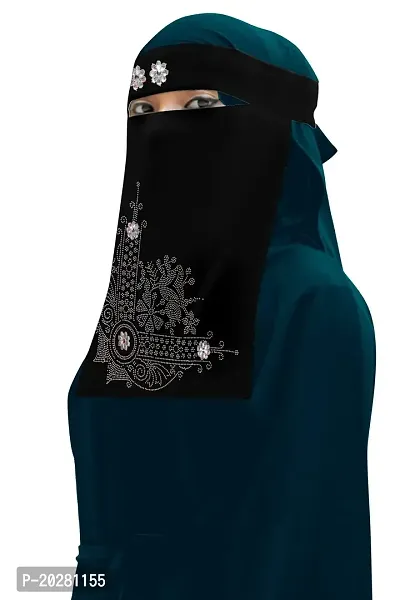 New taj niqab Black Chiffon Solid Hijab For Women and girls-thumb2