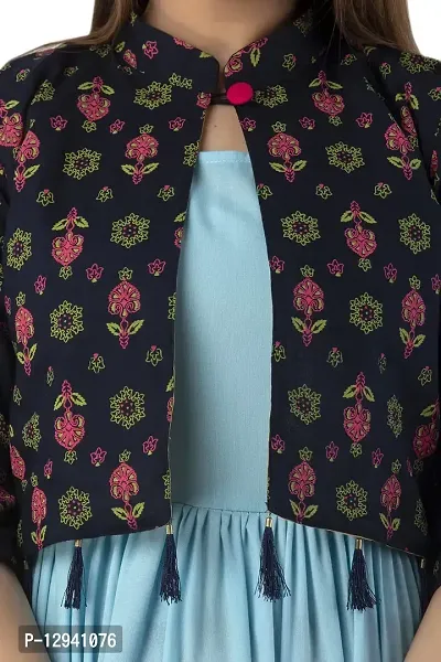 Rayon Kurti with Jacket Sky Blue-thumb3