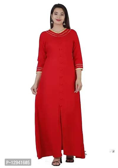 Stylish Front Slit Long Kurta with GOTA Red