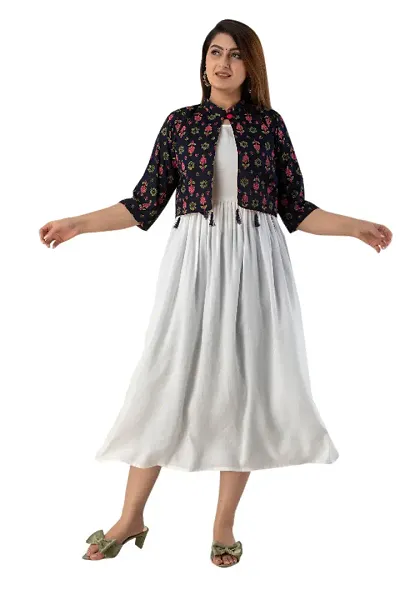 Beautiful Rayon Kurti With Jacket For Women