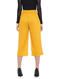 TNQ Women's Rayon Capri Culottes Short Trousers (Waist size upto 28quot; to 38quot;) (Yellow, Free Size)-thumb1