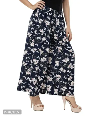 TNQ Women's Pleated Casual Palazzo Pant with Elastic Waistband Free Size (Floral)-thumb2