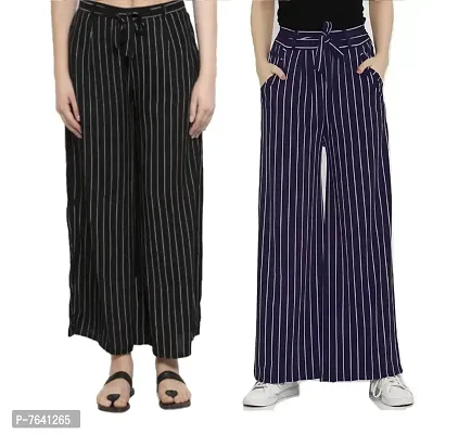 Beyond Travel Assorted Stripe High Rise Palazzo Pant - Jet Black/Ivory  Coast | Boston Proper