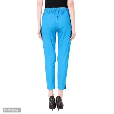TNQ Women's Cotton Stretchable Straight Fit Pants (Turquoise, 2XL)-thumb2