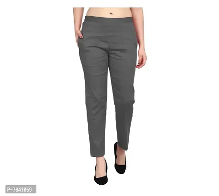 TNQ Women Cotton Stretchable Straight Trouser/Cotton Pants Combo Set of 2Pcs-thumb2