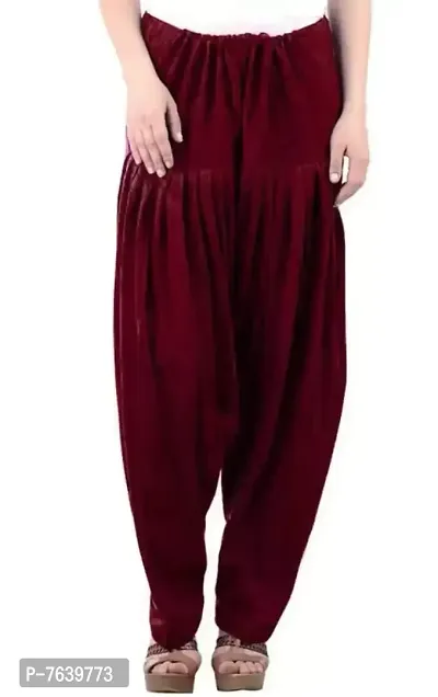 TNQ Women's Pure Woolen Salwar/Warm Patiala Salwar (Free Size Waist Fits upto 28&quot; to 48&quot;, Length- 39&quot;) (Maroon)