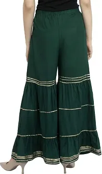 TNQ Women's Mid Rise Garara/Sharara Palazzo Pants with Gota Work Combo Set of 2Pcs (Free Size, Red.Bottle Green)-thumb4