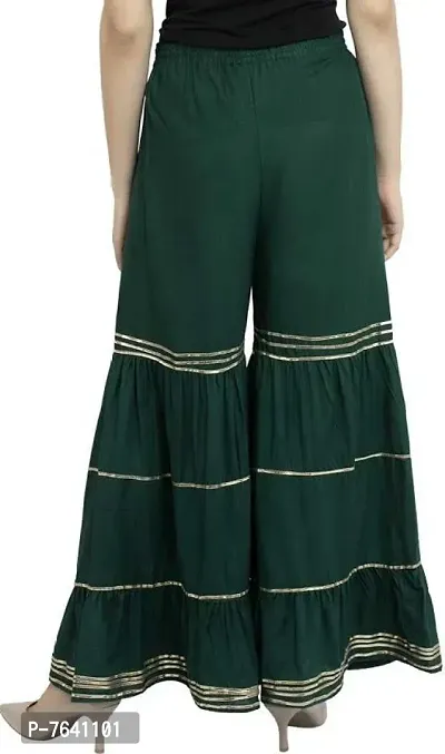 TNQ Women's Mid Rise Garara/Sharara Palazzo Pants with Gota Work Combo Set of 2Pcs (Free Size, Red.Bottle Green)-thumb5