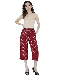 TNQ Women Rayon Dotted Capri Culottes || Polka Dotted Capri || Short Trouser || Belted Culottes (Free Size, Maroon)-thumb4