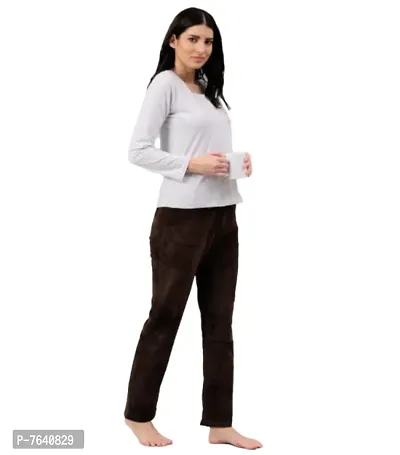 TNQ Women Winter wear Velvet Trouser/Palazzo/Warm Leggings (Free Size, Brown)-thumb4