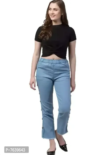 TNQ Women Side Button Jeggings/Joggers/Denim Palazzo/Women Jeans-thumb0