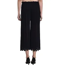 TNQ Women Summer Wear Belted Palazzo/Lazer Cut Women Trouser (Free Size, Black)-thumb1