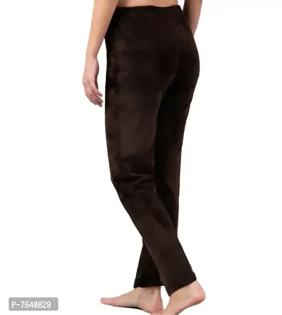 TNQ Women Winter wear Velvet Trouser/Palazzo/Warm Leggings (Free Size, Brown)-thumb2