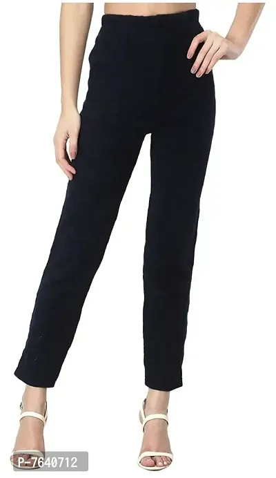TNQ Women Slim Fit Soft Woolen Trousers/Woolen Straight Pants-thumb0