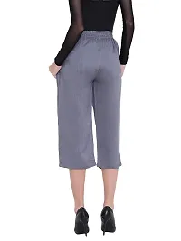 TNQ Women's Rayon Capri Culottes Short Trousers (Waist size upto 28quot; to 38quot;) (Grey, Free Size)-thumb1