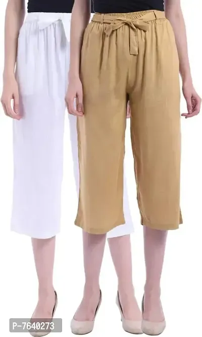 TNQ Women's Rayon Capri Culottes/Short Trouser Combo Pack of 2Pcs