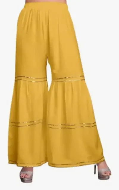 Stunning Yellow Rayon Solid Palazzo For Women