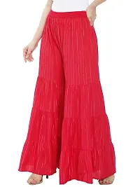 TNQ Women's Stylish and Fashionable Mid- Rise Garara/Sharara Palazzo Pants || Flared Sharara Palazzo (Free Size, Red)-thumb4