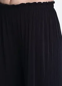 TNQ Women Summer Wear Belted Palazzo/Lazer Cut Women Trouser (Free Size, Black)-thumb2