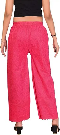TNQ Women's Relaxed Fit Cotton Palazzo (TNQ511_Red, Magena)-thumb1