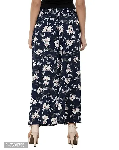 TNQ Women's Pleated Casual Palazzo Pant with Elastic Waistband Free Size (Floral)-thumb3