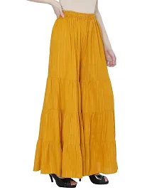 TNQ Women's Stylish and Fashionable Mid- Rise Garara/Sharara Palazzo Pants || Flared Sharara Palazzo (Free Size, Mustard)-thumb2
