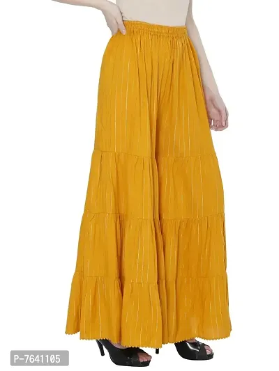 TNQ Women's Stylish and Fashionable Mid- Rise Garara/Sharara Palazzo Pants || Flared Sharara Palazzo (Free Size, Mustard)-thumb3