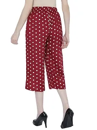 TNQ Women Rayon Dotted Capri Culottes || Polka Dotted Capri || Short Trouser || Belted Culottes (Free Size, Maroon)-thumb1